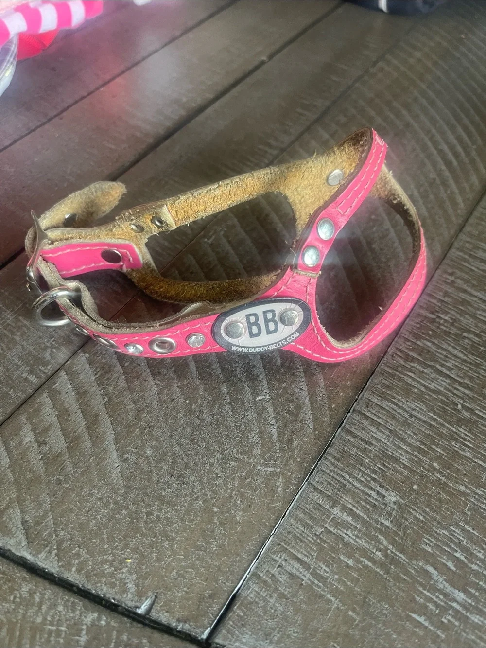 Pink Leather Dog Harness with Stud Accents